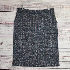 Covington Missy Pencil Skirt 16 Teal Windowpane Career Office Wear Corpcore NWT